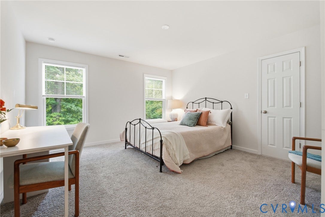 3780 Aston Trail, Powhatan, VA 23139 Second floor bedroom with walk-in closet and walk-in attic access that can be finished to be a larger closet or office space.