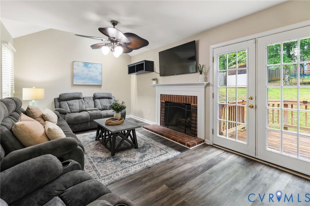 11017 Corryville Road, Brandon, North Chesterfield, VA 23236 LVP floor, sky light, vaulted ceiling, glass French doors leading on to deck