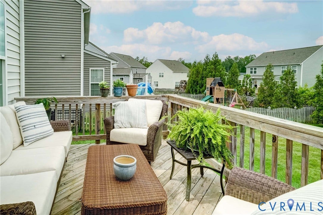 18024 Twin Falls Lane, Aston Oaks, Moseley, VA 23120 Outdoor wood deck featuring a railing system and plank flooring