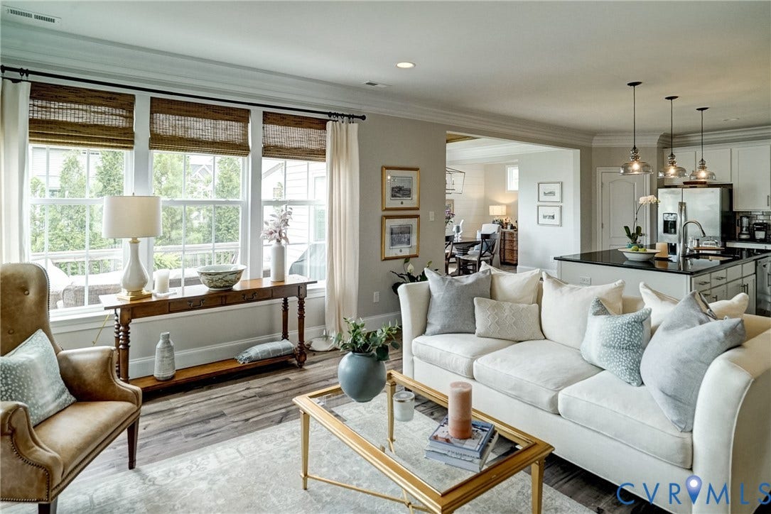 18024 Twin Falls Lane, Aston Oaks, Moseley, VA 23120 Open-concept living space featuring wood-finish flooring
