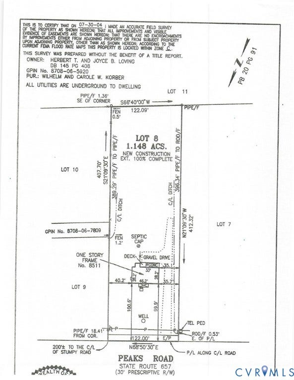 8511 Peaks Road, Hanover, VA 23069 1.15 LEVEL ACRE