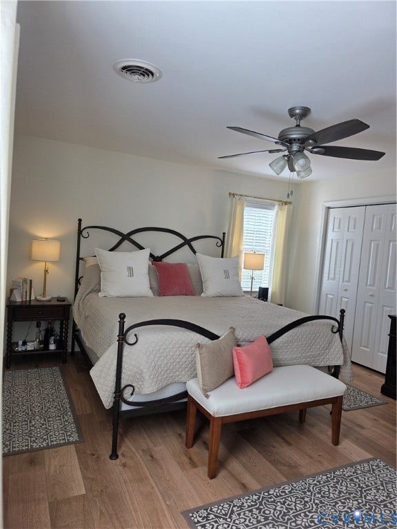 8511 Peaks Road, Hanover, VA 23069 Primary BR w Updated Ceiling Fan and Large Lighted Closet