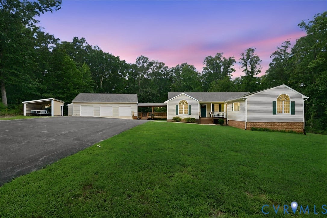 2231 Red Lane Road, Powhatan, VA 23139 Charming single level home home situated on expansive grounds w/mature tree-lined perimeter.