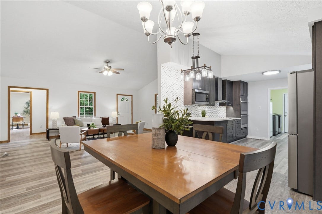 2231 Red Lane Road, Powhatan, VA 23139 Designed to encourage lively conversation, the dining area connects seamlessly to the kitchen, creating a nice flow where family & friends can gather w/ease.