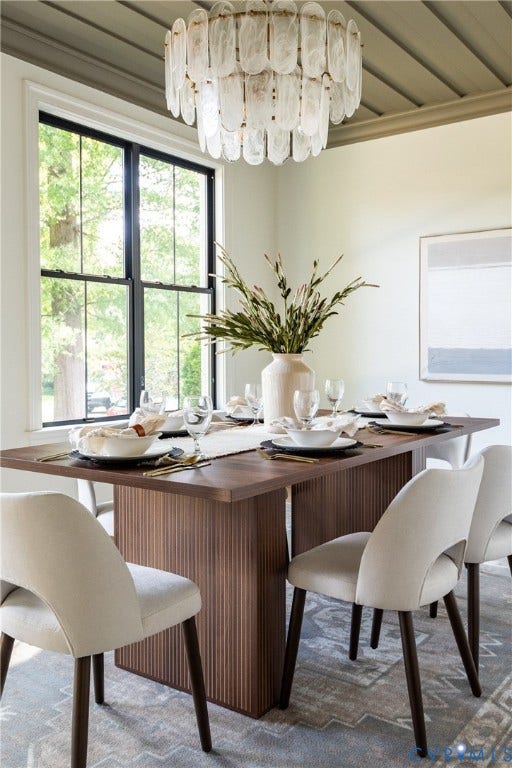 4507 Leonard Parkway, Richmond, VA 23221 Wood-finish dining table with fluted pedestal bases