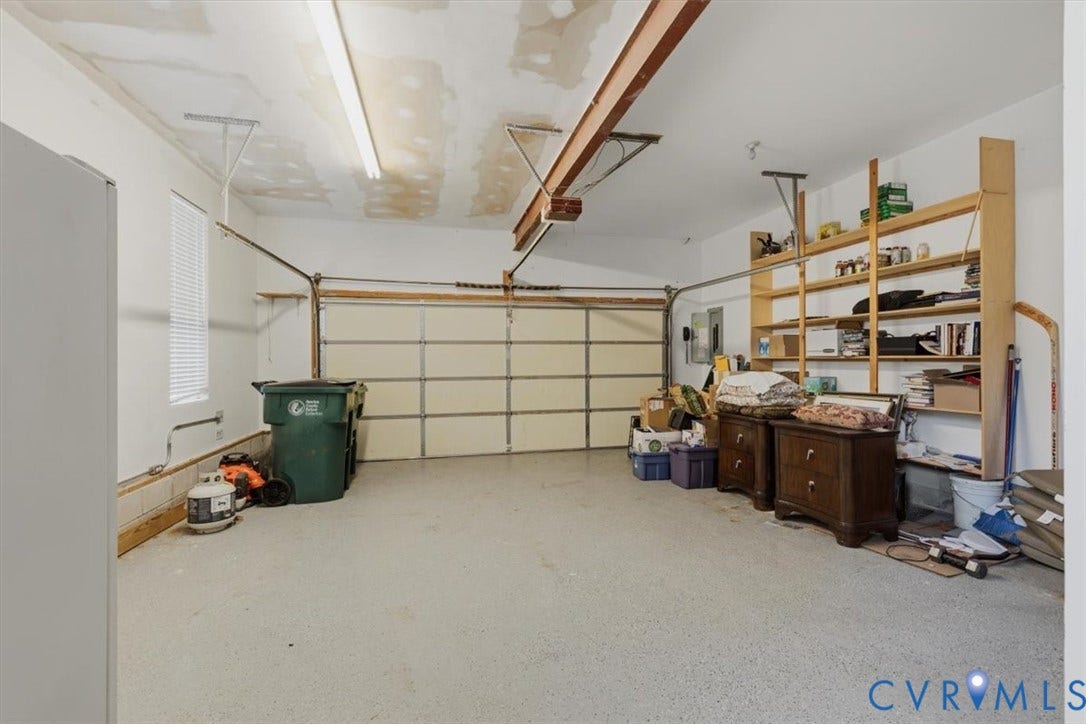 1824 Sidney Court, Glen Allen, VA 23059 Garage with epoxy coating on floor and built in shelves. Extra garage fridge conveys.