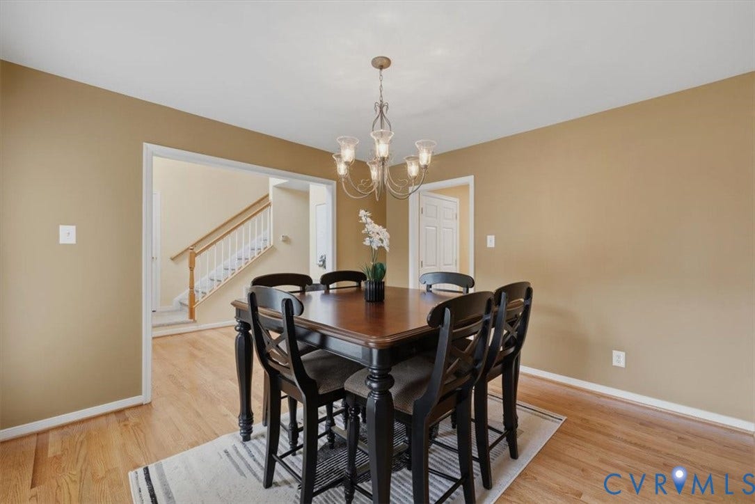1824 Sidney Court, Glen Allen, VA 23059 Spacious dining area featuring wood flooring opens up to the kitchen