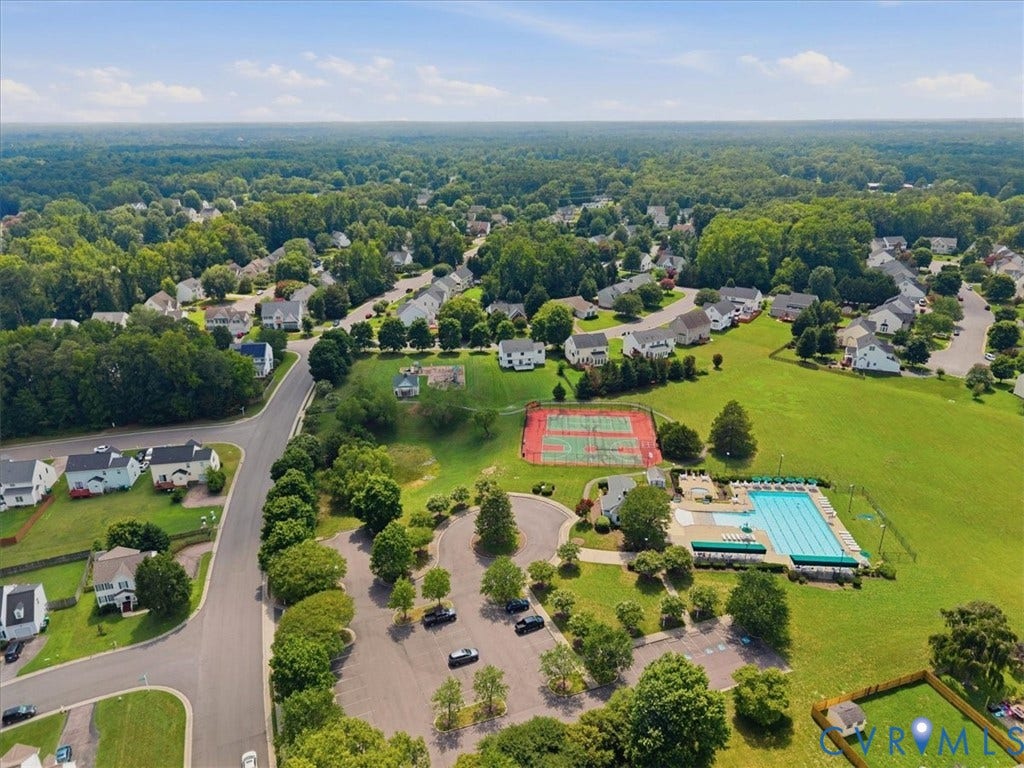 1824 Sidney Court, Glen Allen, VA 23059 Aerial perspective showcasing Magnolia Ridge community with abundant green space