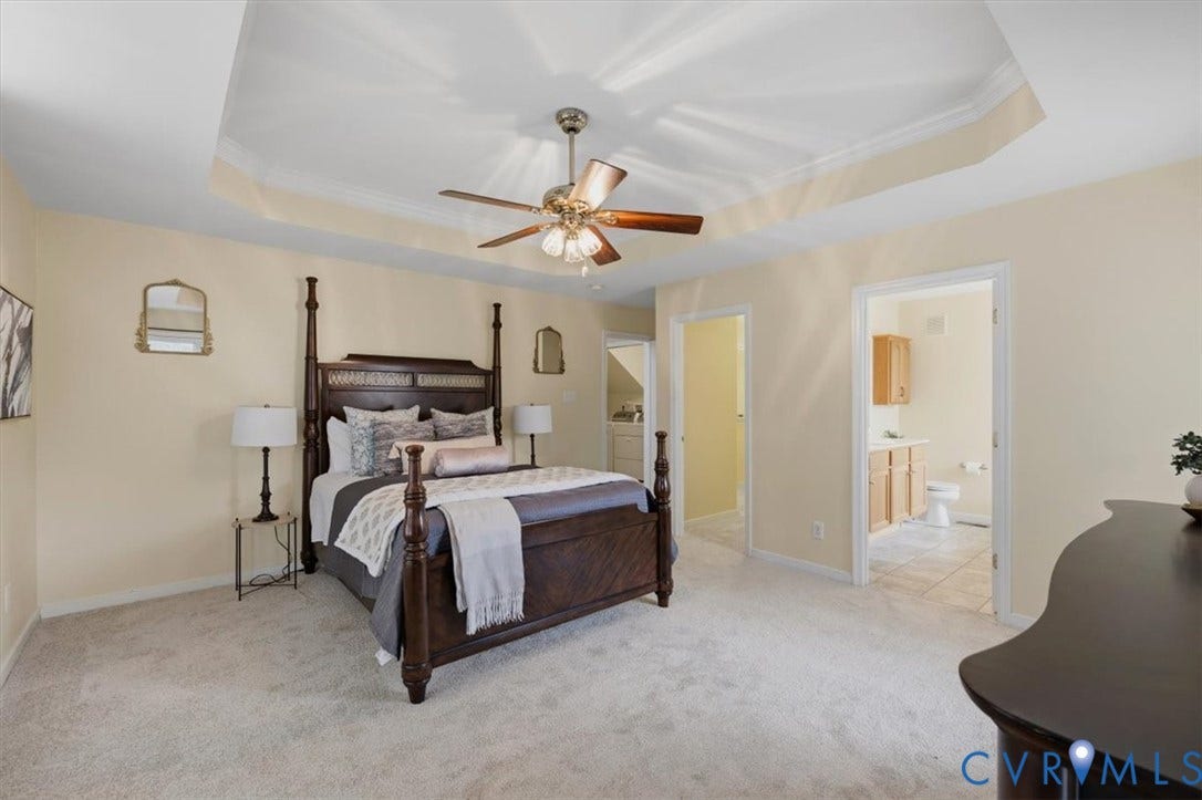 1824 Sidney Court, Glen Allen, VA 23059 First Floor Primary Bedroom with Walk In Closet and Primary Bathroom. NEW Carpet