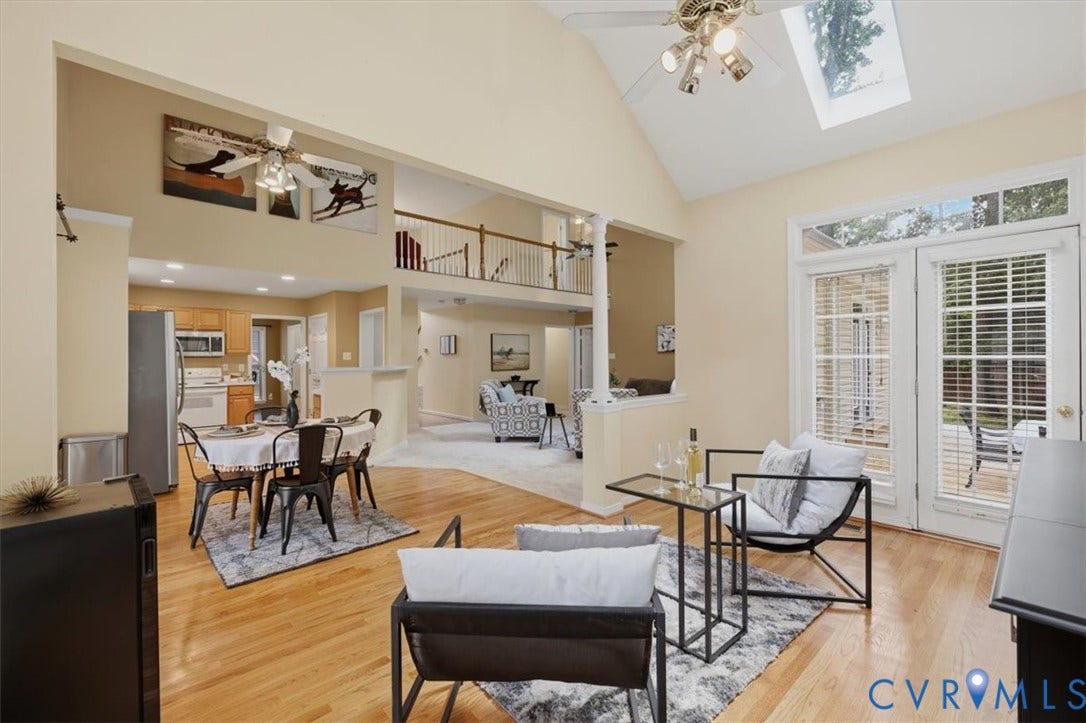 1824 Sidney Court, Glen Allen, VA 23059 View from Sunroom into Family Room. French Doors open out onto back deck.