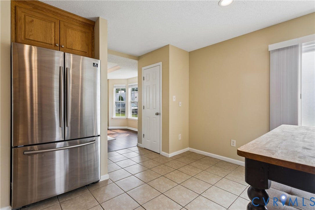 21 St Johns Drive, Hampton, VA 23666 Kitchen area featuring tile flooring, stainless steel refrigerator, and recessed lighting