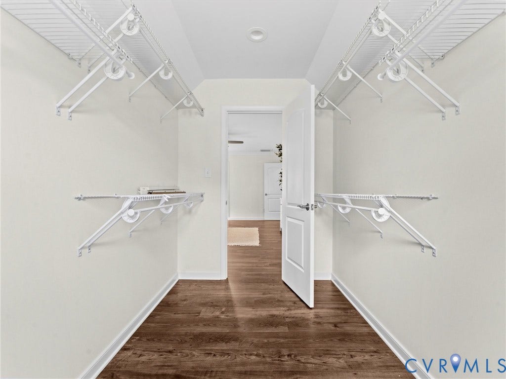 16701 Laurel Park Drive, Moseley, VA 23120 Walk-in closet featuring wood-finish flooring, white wire shelving, and recessed lighting