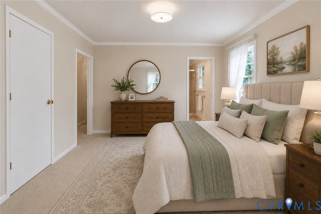 121 Huntington Road, Colonial Heights, VA 23834 Virtual Staged Wall-to-wall carpeting and neutral wall tones
