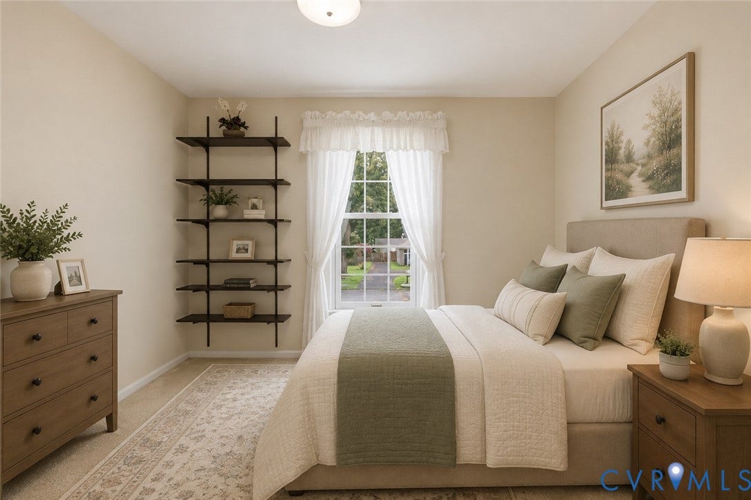 121 Huntington Road, Colonial Heights, VA 23834 Virtual Staged Bedroom featuring neutral-toned walls and plush carpeting