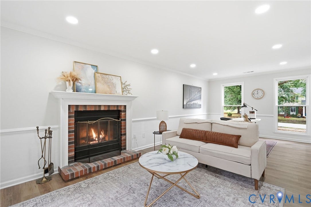 3700 Malbon Way, Chesterfield, VA 23832 Brick-surround fireplace with a classic white mantel