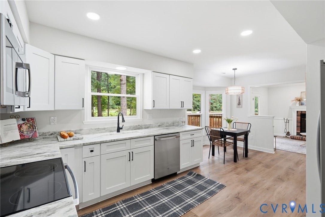 3700 Malbon Way, Chesterfield, VA 23832 Spacious kitchen featuring white cabinetry, light-toned countertops, and stainless steel appliances