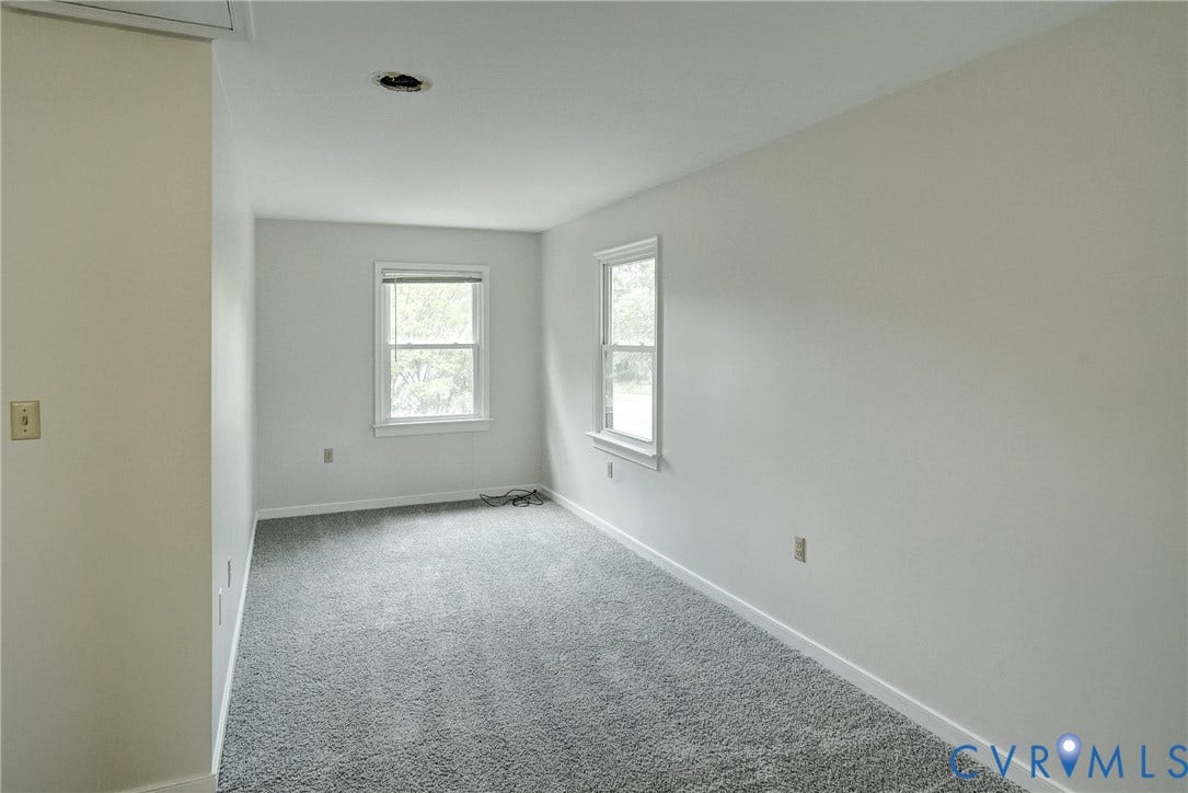 2221 High Bush Circle, Glen Allen, VA 23060 Room featuring light gray carpeting, neutral wall paint, and multiple windows with white trim