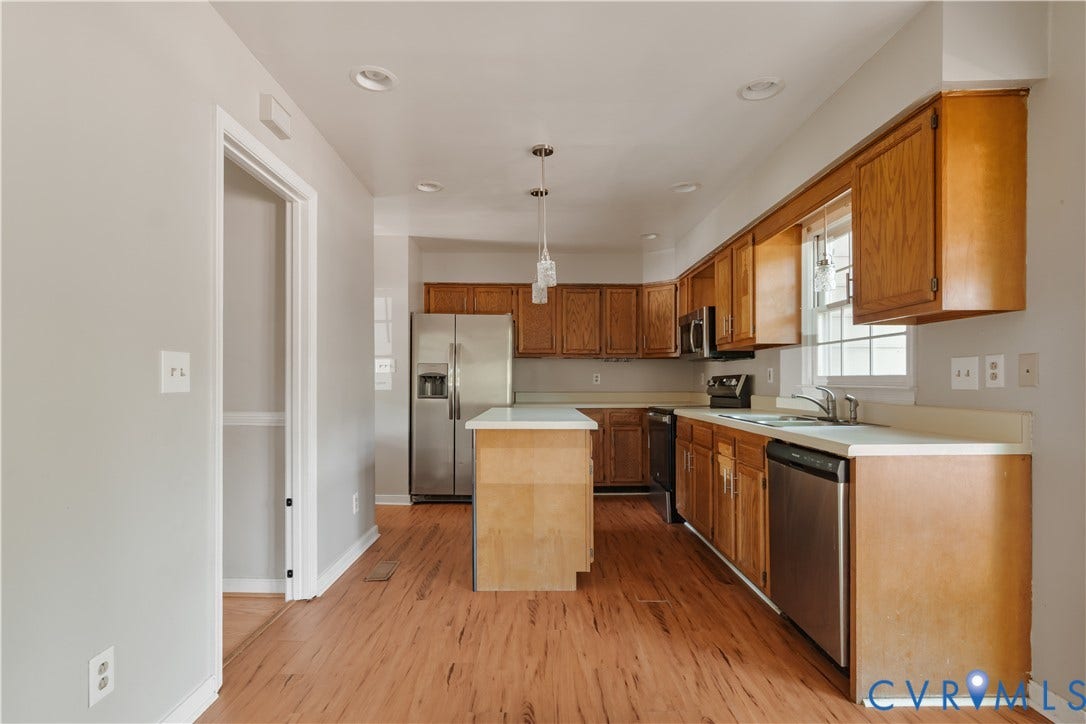 Spacious kitchen with large island