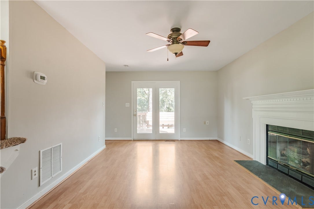 Large living room with gas fireplace