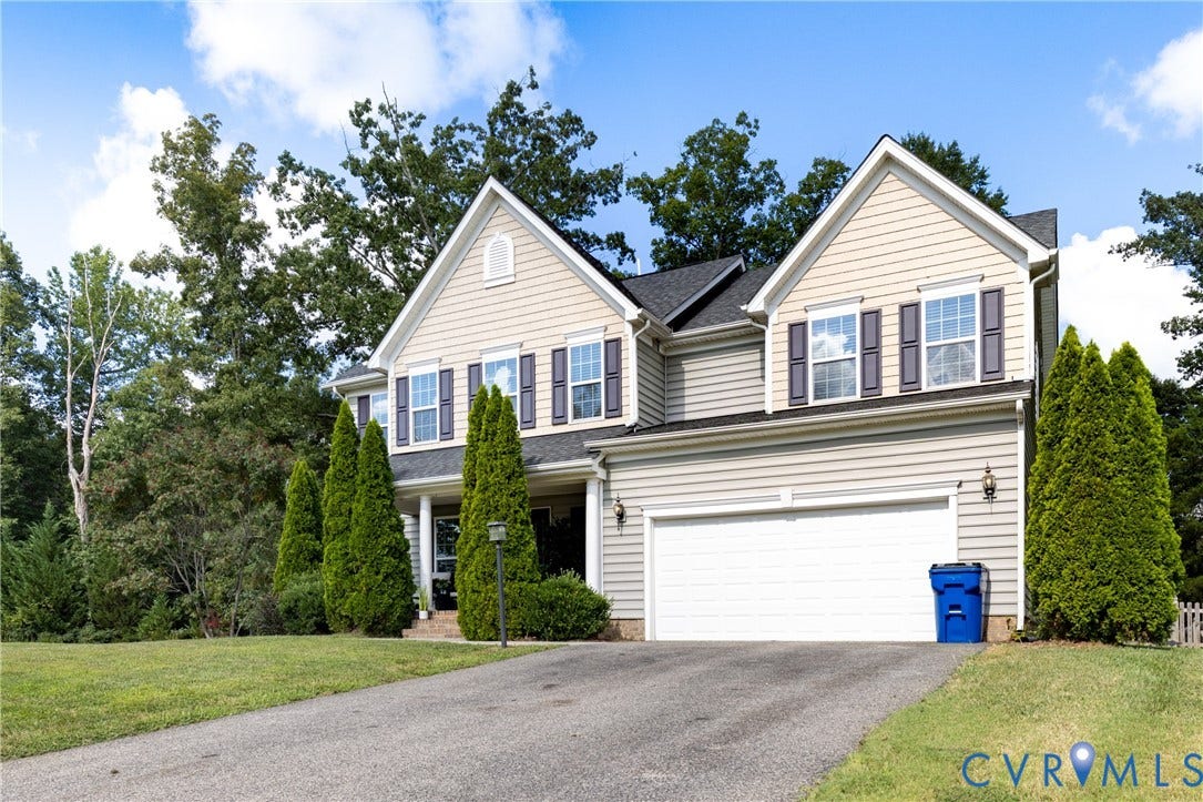 12814 Bailey Hill Court, Bayhill Pointe, Midlothian, VA 23112 Two-story residence with a two-car garage, front porch, and dormer windows