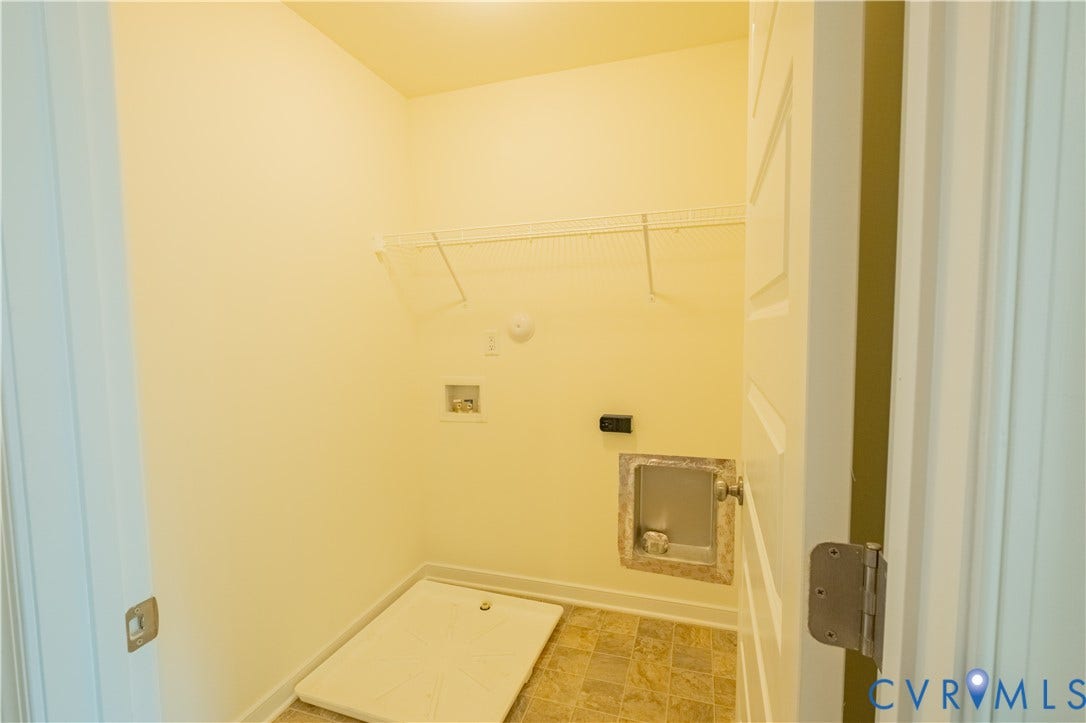 18429 Palisades Court, Chesterfield, VA 23120 Utility room featuring tile flooring, wire shelving, and appliance hookups
