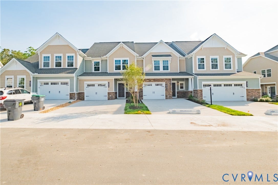 18429 Palisades Court, Chesterfield, VA 23120 Contemporary townhome-style residences featuring two-story facades with gables and multiple window configurations