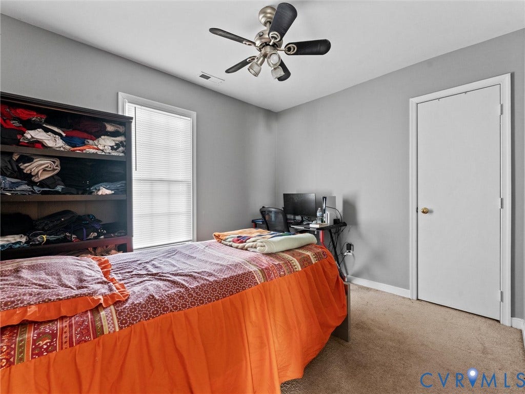 7323 Pineleaf Drive, Chesterfield, VA 23234 Bedroom featuring neutral gray walls and light brown carpet