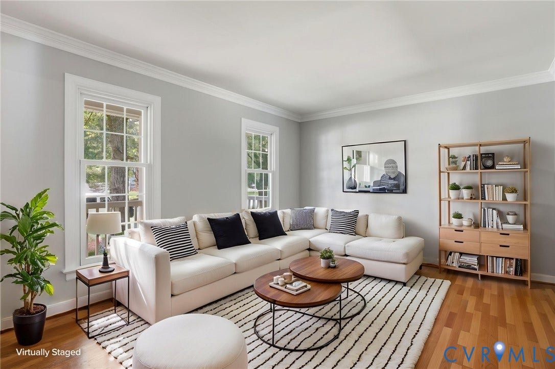 Virtually staged living room.