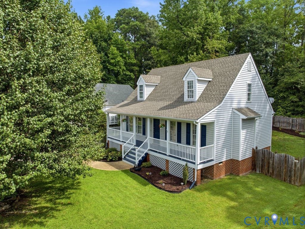 9437 Willow Ridge Drive, Glen Allen, VA 23060 Gable-roof property featuring white siding and a covered front porch with white railings