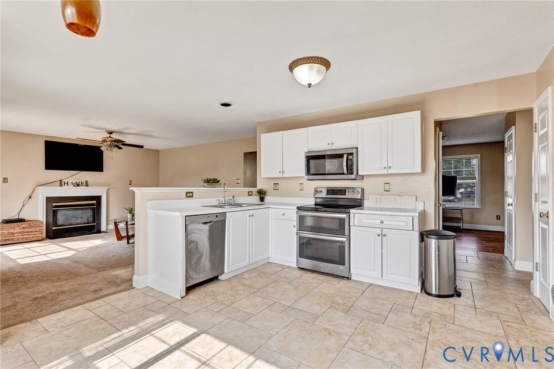 1601 Varina Station Court, Henrico, VA 23231 Kitchen featuring white cabinetry, stainless steel appliances, and tile flooring