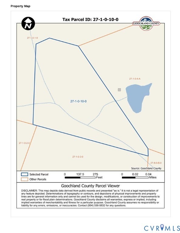 2590 Danieltown Road, Western Rural Goochland County, Goochland, VA 23063 Property Map. Depicting a selected parcel and adjacent parcels within Goochland County