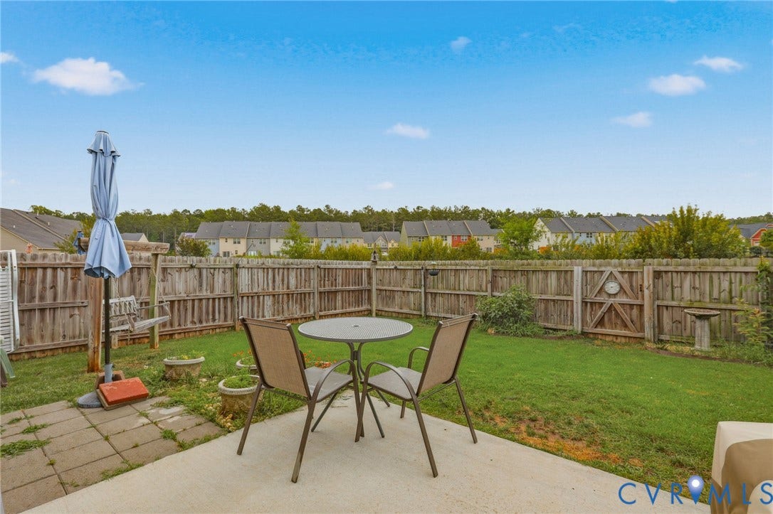 10653 Braden Parke Drive, Midlothian, VA 23832 Private backyard featuring a concrete patio, wood privacy fencing, and a grassy area