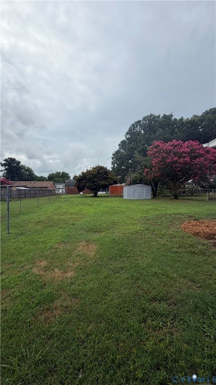 207 Mac Arthur Avenue, Gregory, Colonial Heights, VA 23834 Spacious rear yard with a perimeter chain-link fence, offering a large grassy area