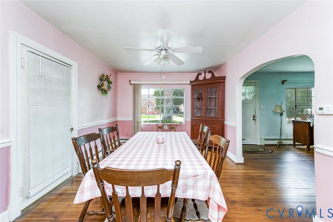 1804 Brentwood Road, Henrico, VA 23222 Dining Room with HW Floors, CF & Chair Rails