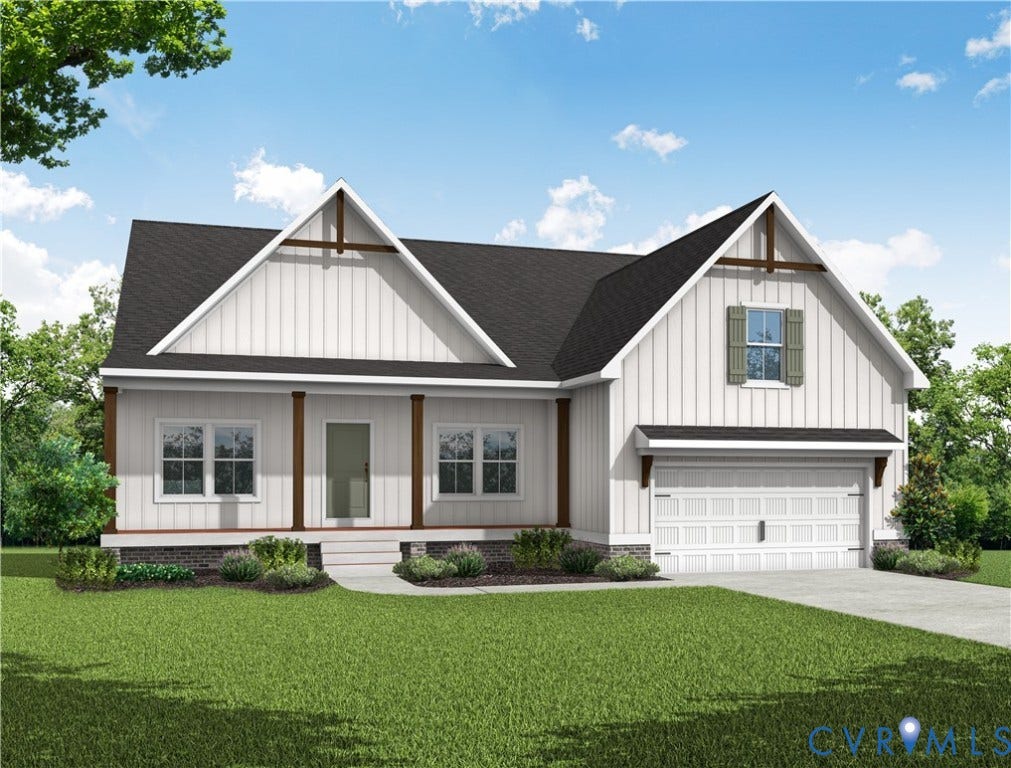 1367 Meadow Grove (Lot 2) Drive, Meadow Grove, Powhatan, VA 23139 Optional Farmhouse elevation. Front-load garage