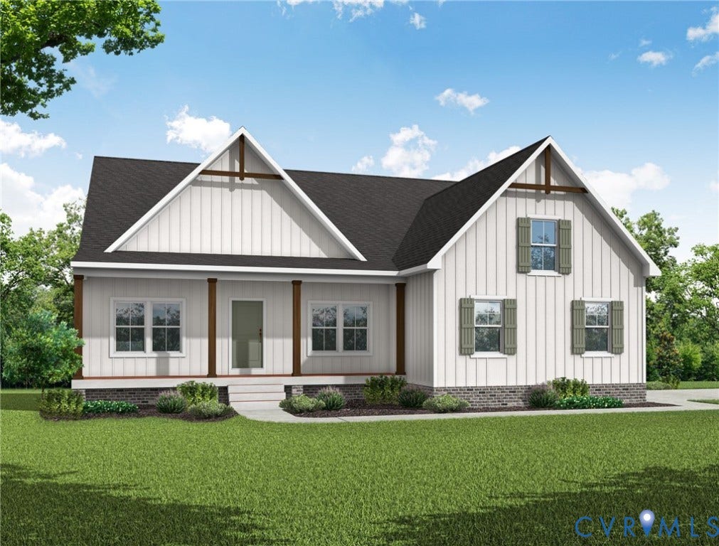 1367 Meadow Grove (Lot 2) Drive, Meadow Grove, Powhatan, VA 23139 Optional Farmhouse elevation. Side-load garage. Other elevations within the photos here.