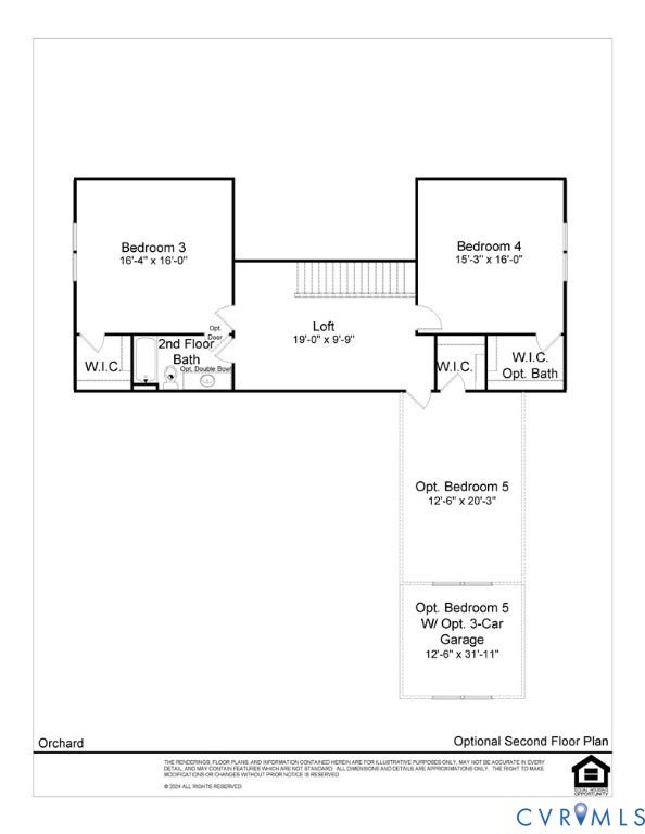 1367 Meadow Grove (Lot 2) Drive, Meadow Grove, Powhatan, VA 23139 Second Floor Options Plan. Updated plan April '26