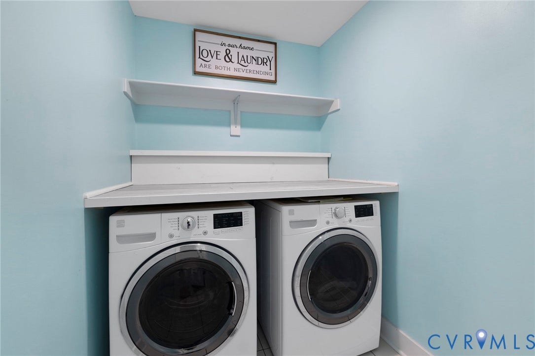 6984 Carden Park Drive, Moseley, VA 23120 Dedicated laundry area with light blue walls