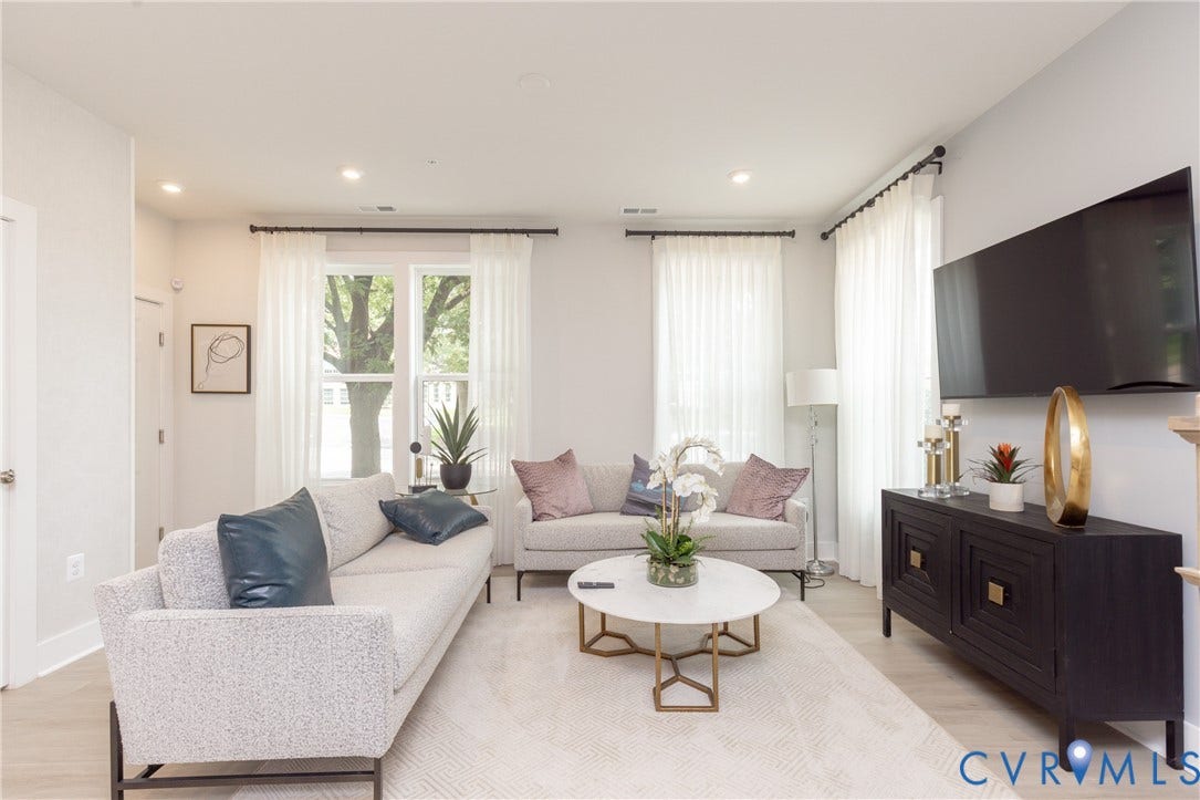 1041 N Lombardy Street, #A, Carver Square, Richmond, VA 23220 Light-filled living area featuring recessed lighting.