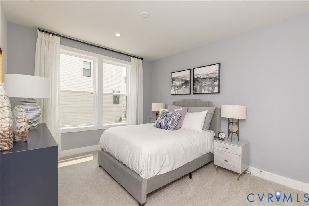 1041 N Lombardy Street, #A, Carver Square, Richmond, VA 23220 Carpeted bedroom with light gray wall paint and recessed lighting