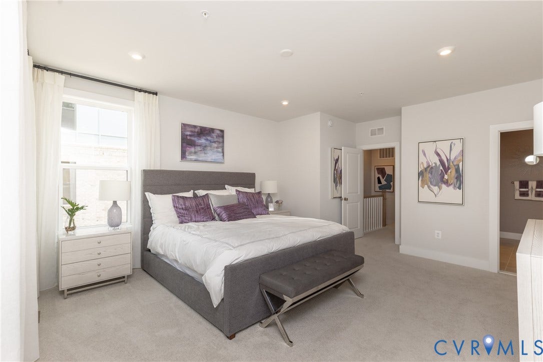 1041 N Lombardy Street, #A, Carver Square, Richmond, VA 23220 Carpeted bedroom featuring recessed lighting & a neutral wall color