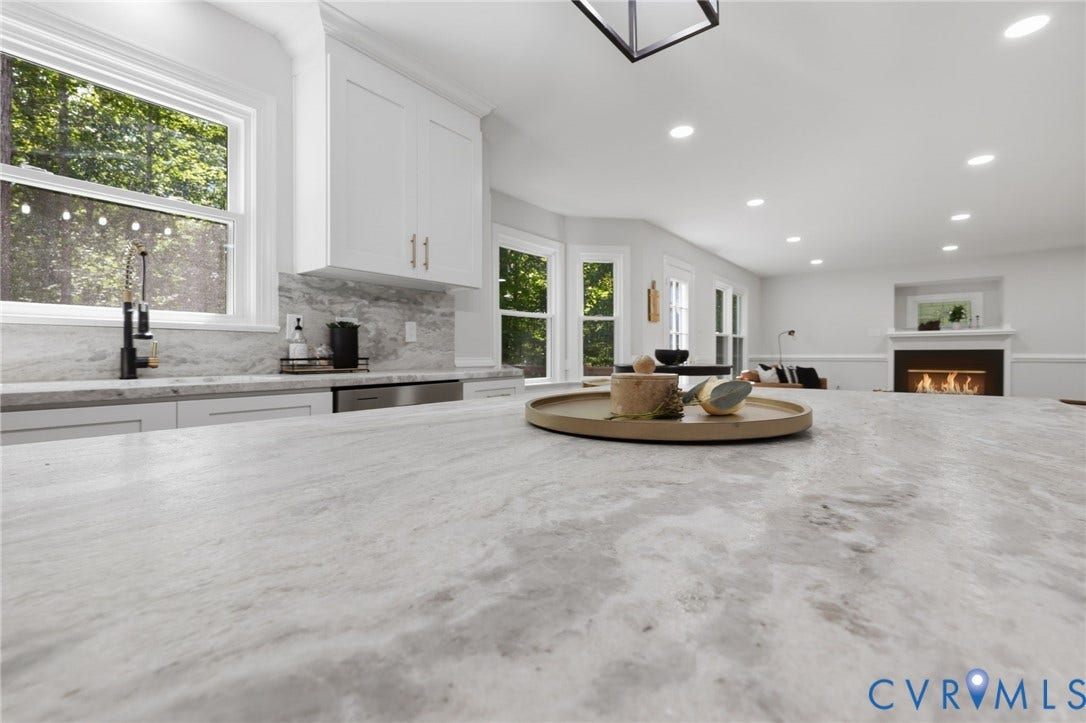 3457 Richards Run, Very Desirable!, Powhatan, VA 23139 Expansive kitchen island with a light-toned, patterned countertop