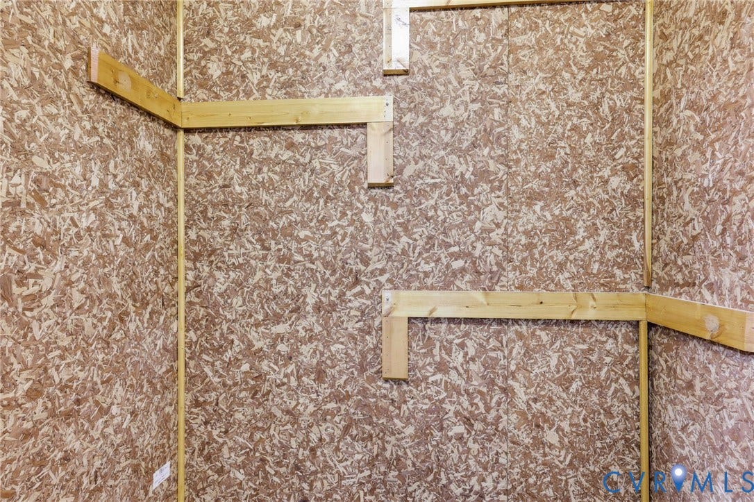 3457 Richards Run, Very Desirable!, Powhatan, VA 23139 Unfinished room featuring oriented strand board (OSB) walls with exposed wood framing