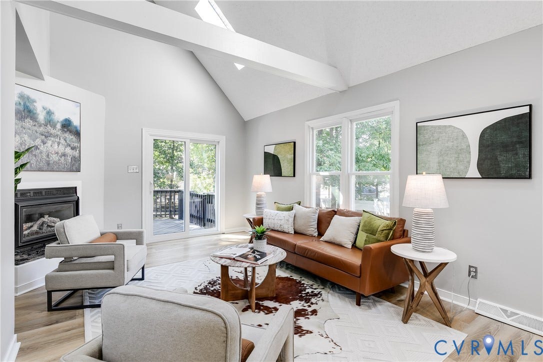 2825 Ashley Glen Drive, Henrico, VA 23233 Living with vaulted ceiling and fireplace.