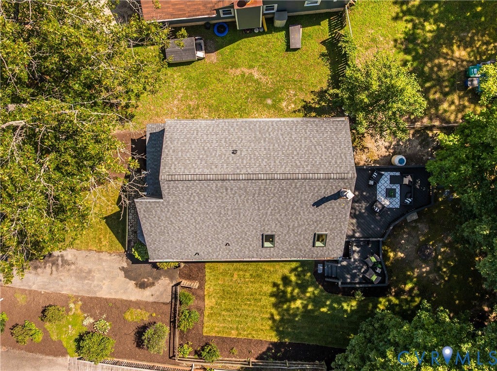 2825 Ashley Glen Drive, Henrico, VA 23233 Overhead view of new roof and skylights