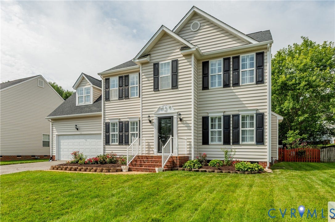 5117 Hart Mill Drive, Glen Allen, VA 23060 Two-story residence featuring light-colored siding and a dark shingle roof