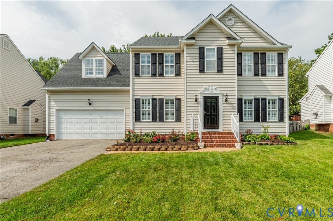 5117 Hart Mill Drive, Glen Allen, VA 23060 Two-story residence featuring light-colored siding and a dark shingled roof