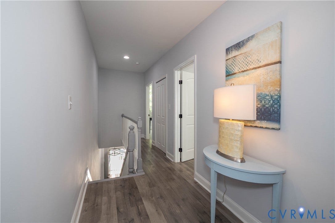 1209 N 22nd Street, Church Hill, Richmond, VA 23223 Hallway with wood-finish flooring, recessed lighting, and a white paneled door