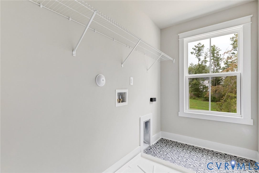 11101 Somerset Hill Drive, Somerset Hills, Glen Allen, VA 23059 Built-in wire shelving, framed window, patterned floor tile, and appliance hookups