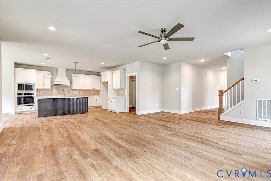 11101 Somerset Hill Drive, Somerset Hills, Glen Allen, VA 23059 Open-concept living area with wood-finish flooring, recessed lighting, and a ceiling fan